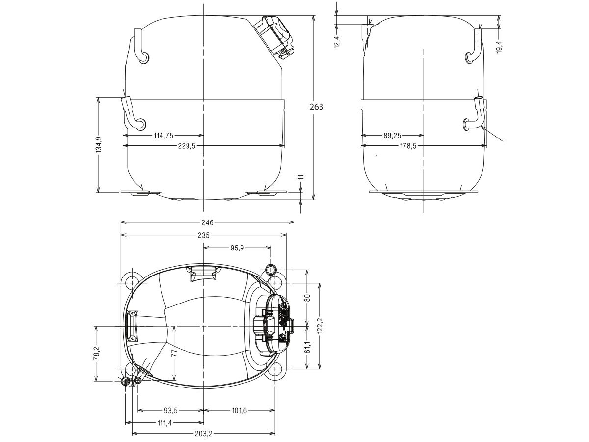 block - máy nén lạnh Tecumseh AJ5515E 5 AJ5515E 3